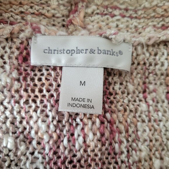 Christopher & Banks Textured Knit Open Front Women’s M Cardigan, ¾ Length Sleeve - Picture 7 of 10